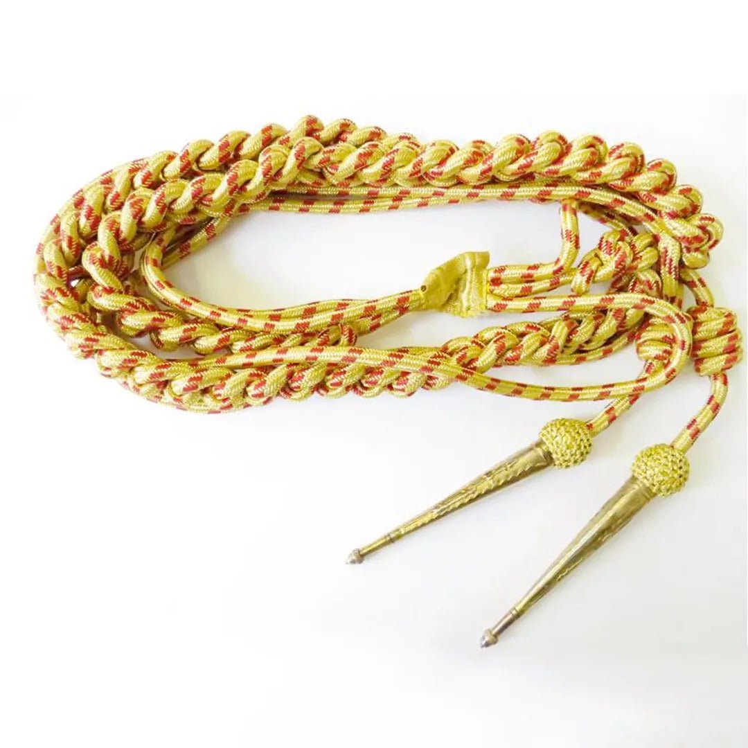 Aiguillettes Wire Cord Army Gold And Red With Two Brass Plated Tips - Imperial Highland Supplies