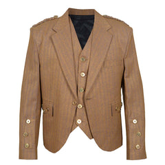 Argyll Jacket With Waistcoat/Vest Brown Serge Wool - Imperial Highland Supplies