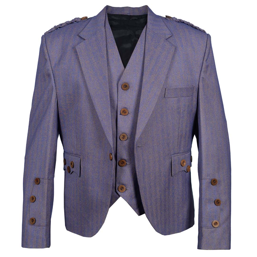 Argyll Jacket With Waistcoat/Vest Purple/Gold Serge Wool - Imperial Highland Supplies
