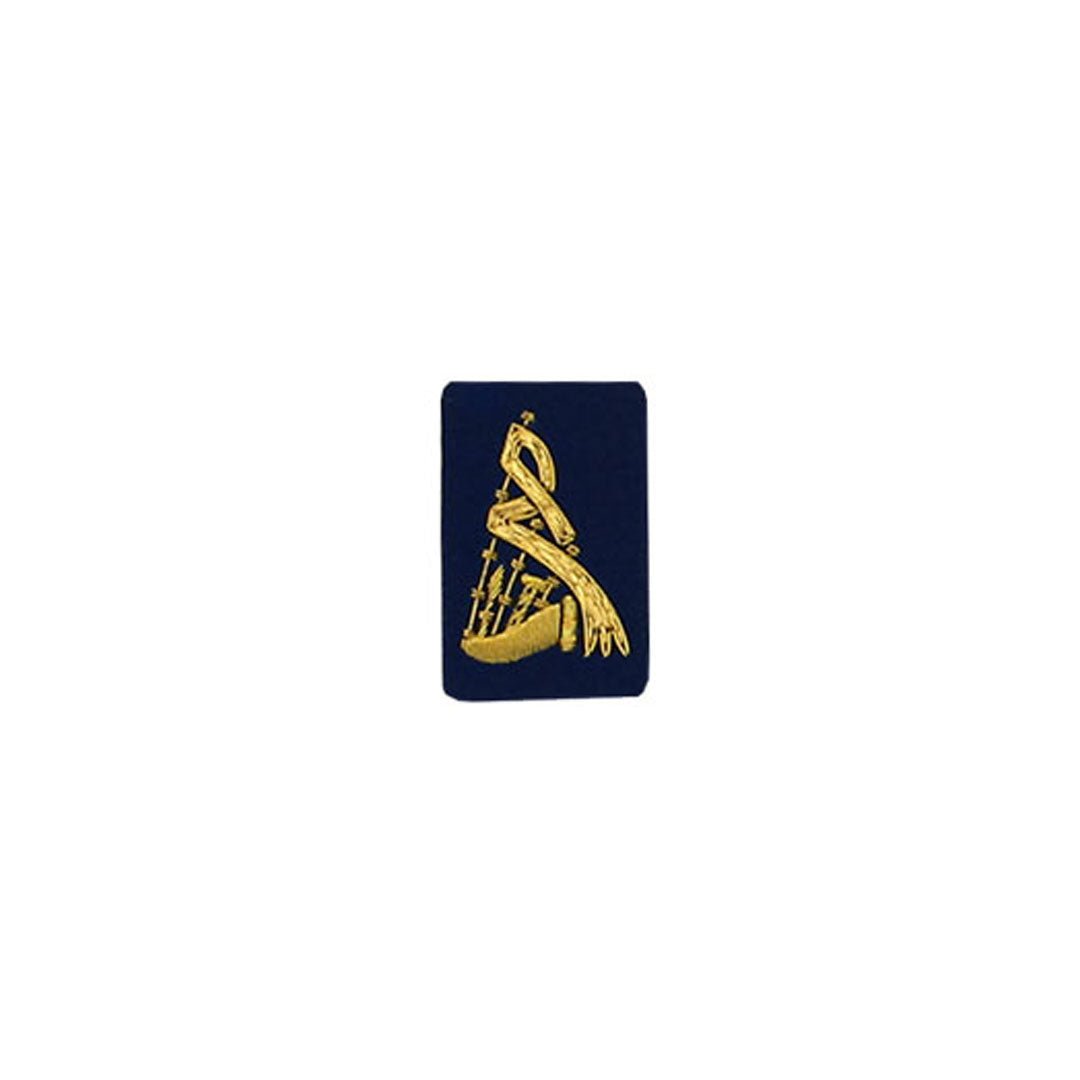 Bagpipe Badge Gold Bullion On Blue - Imperial Highland Supplies