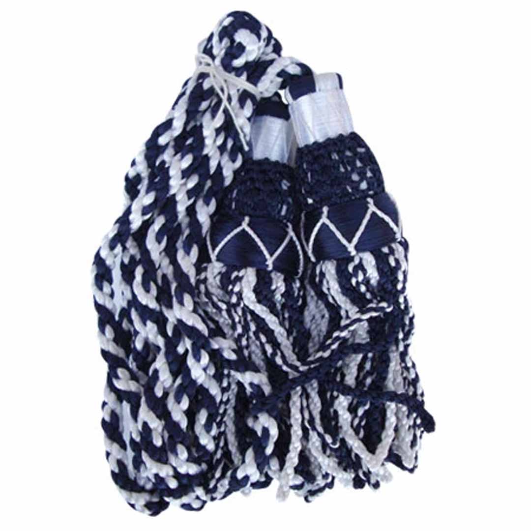 Bagpipe Cords Silk Navy Blue And White - Imperial Highland Supplies
