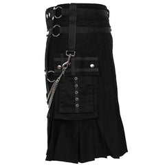 Black Deluxe Utility Fashion Kilt With Chain - Imperial Highland Supplies