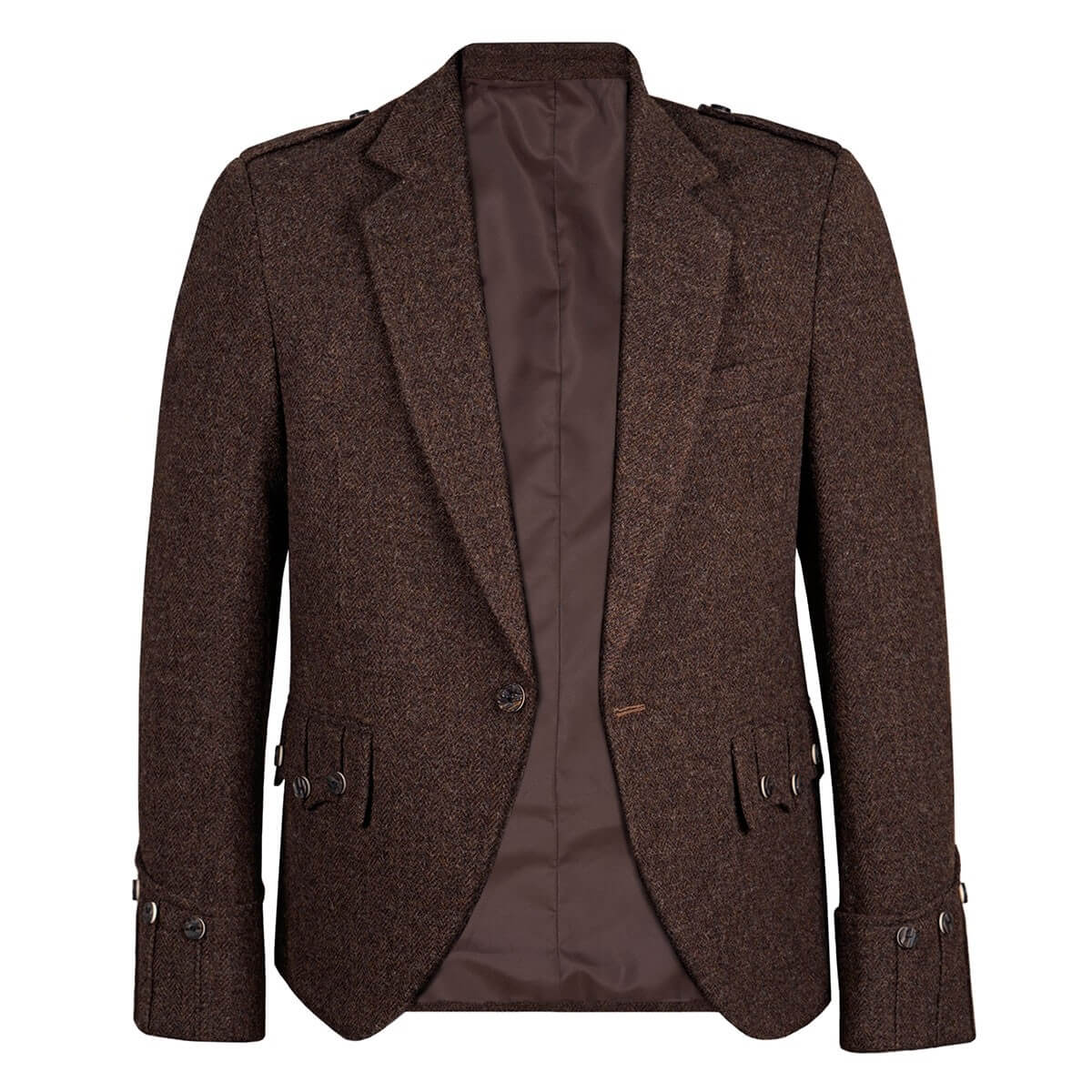 Brown Shetland Tweed Argyll Kilt Jacket And Waistcoat - Imperial Highland Supplies