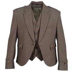 Brown Tweed Wool Argyll Jacket With Waistcoat/Vest - Imperial Highland Supplies