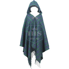 Cashmere Tartan Plaid Cape Shawl Hooded Front Open Poncho Gently Warm - Imperial Highland Supplies