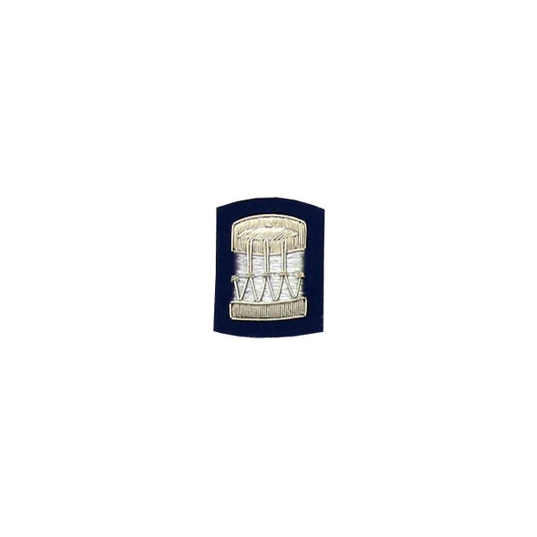Drum Badge Silver Bullion On Blue - Imperial Highland Supplies