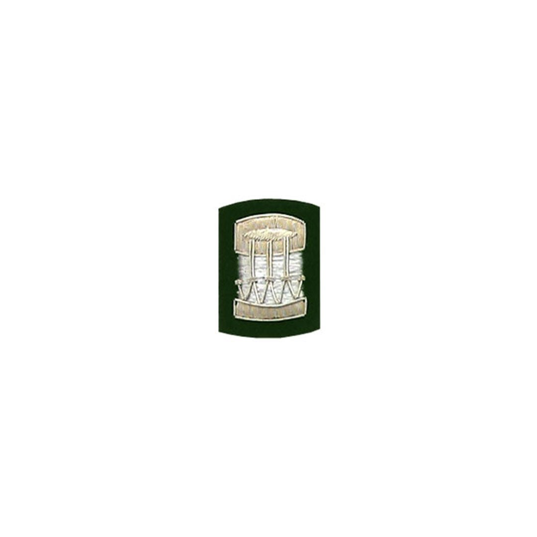 Drum Badge Silver Bullion On Green - Imperial Highland Supplies