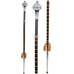 Drum Major Mace Stave Beech Wood Black Shaft Ball Top Gold Silk Cord - Imperial Highland Supplies