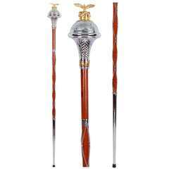 Drum Major Mace Stave Chrome Embossed Head With Gold Eagle Top - Imperial Highland Supplies