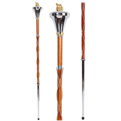 Drum Major Mace Stave Chrome Flat Head With Gold Lion And Crown Top - Imperial Highland Supplies