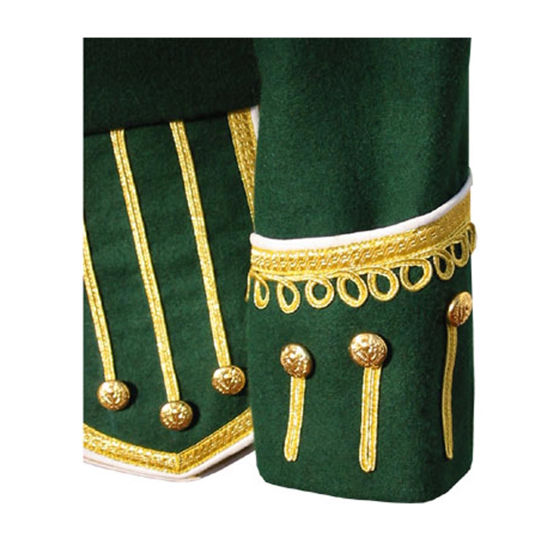 Green Pipe Band Doublet With Fancy Gold Braid And White Piping 11 - Imperial Highland Supplies