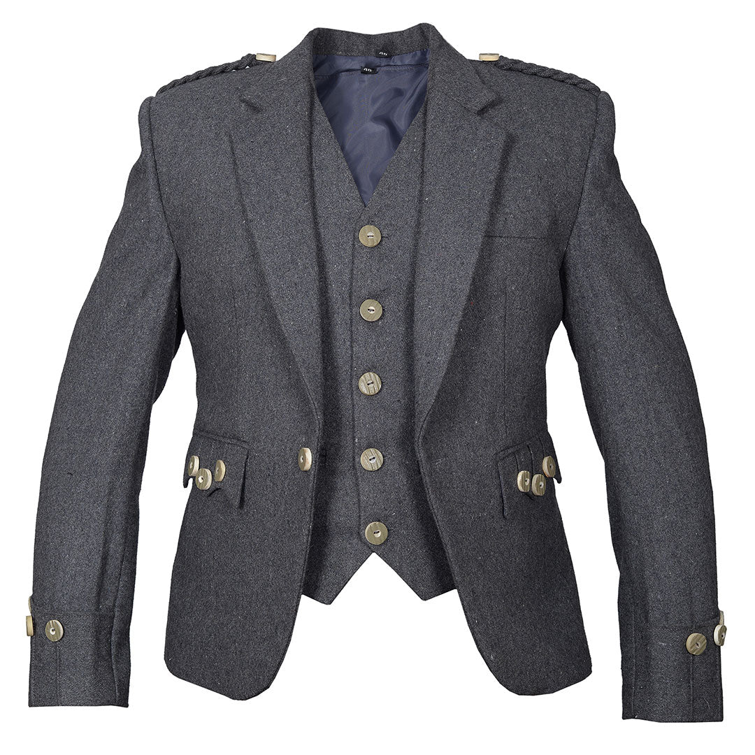 Grey Blazer Wool Argyll Jacket And 5 Buttons Vest - Imperial Highland Supplies