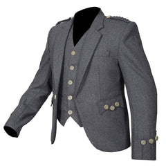 Grey Blazer Wool Argyll Jacket And 5 Buttons Vest - Imperial Highland Supplies