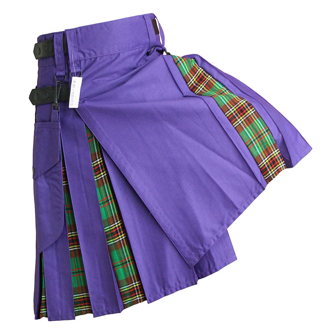 Hybrid Kilt Purple With Tartan - Imperial Highland Supplies