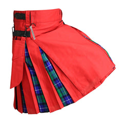 Hybrid Kilt Red With Tartan - Imperial Highland Supplies