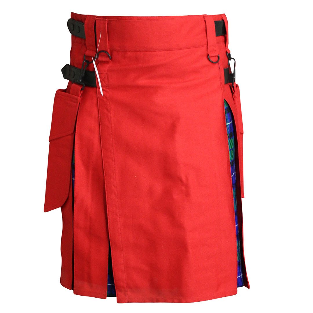 Hybrid Kilt Red With Tartan - Imperial Highland Supplies