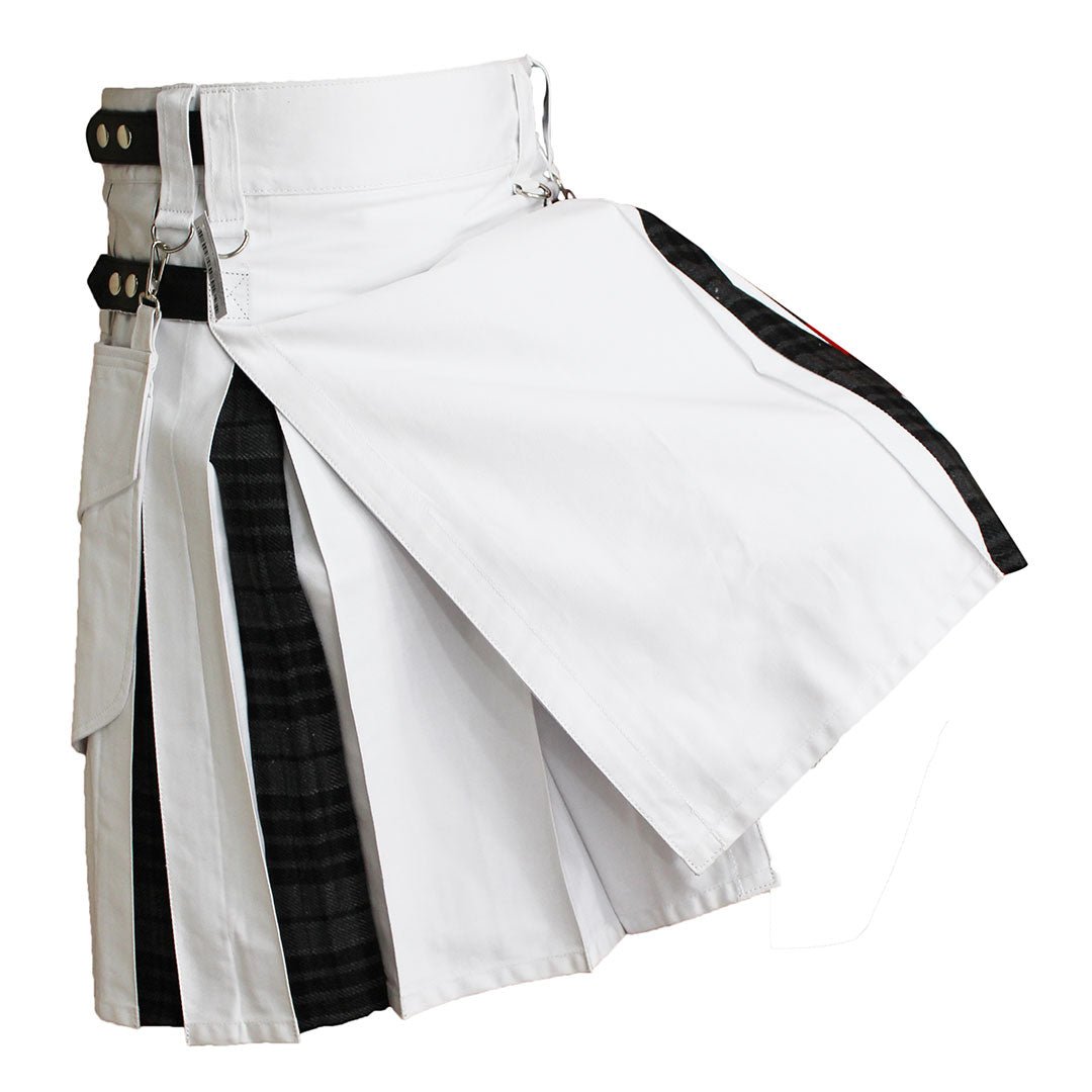 Hybrid Kilt White With Tartan - Imperial Highland Supplies