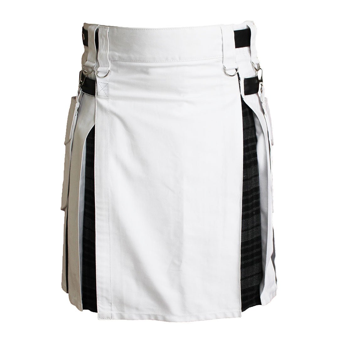 Hybrid Kilt White With Tartan - Imperial Highland Supplies