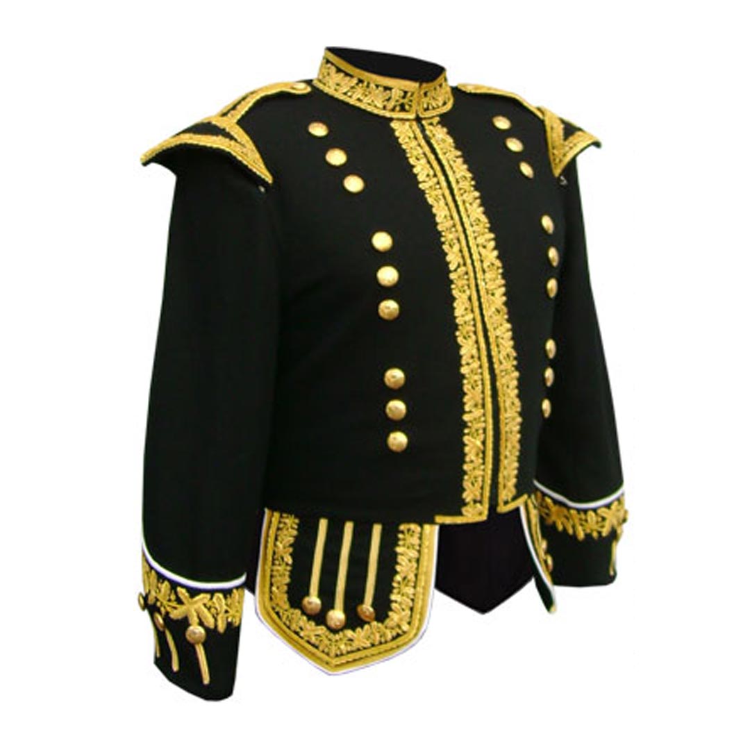 Gold Bullion Fully Hand Embroidered Black Blazer Royal Doublet