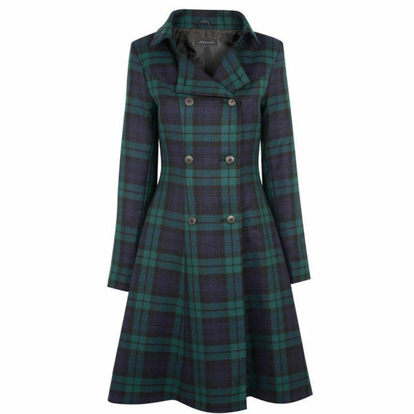 Green and black on sale checkered wool coat