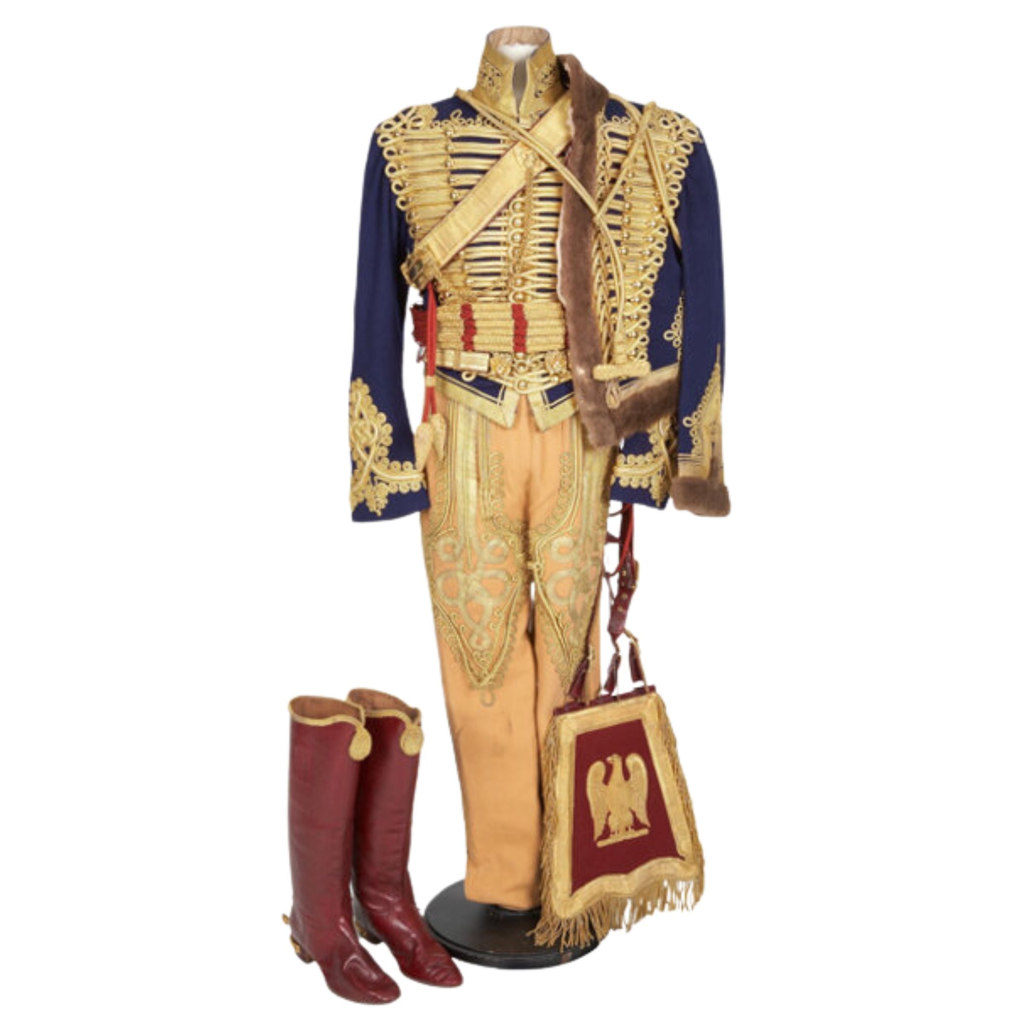 Magnificent British Hussar Officer's Uniform, Circa 1888. The blue wool dolman, the tight inner jacket, is covered in heavy - Imperial Highland Supplies