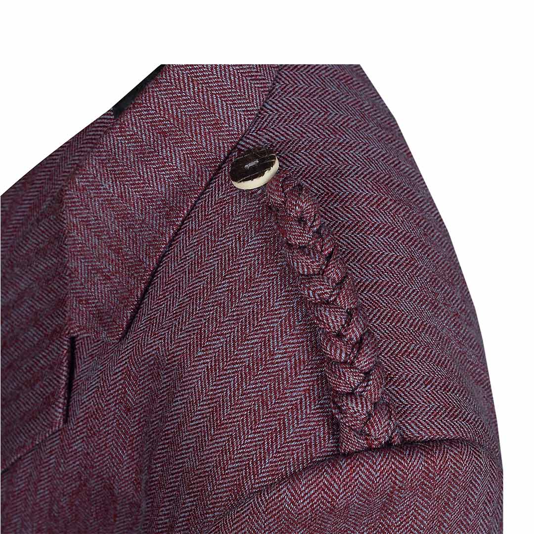 Maroon Pure Wool Tweed Argyll Jacket With Waistcoat/Vest - Imperial Highland Supplies