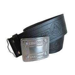 Masonic Embossed Kilt Belt In Leather - Imperial Highland Supplies