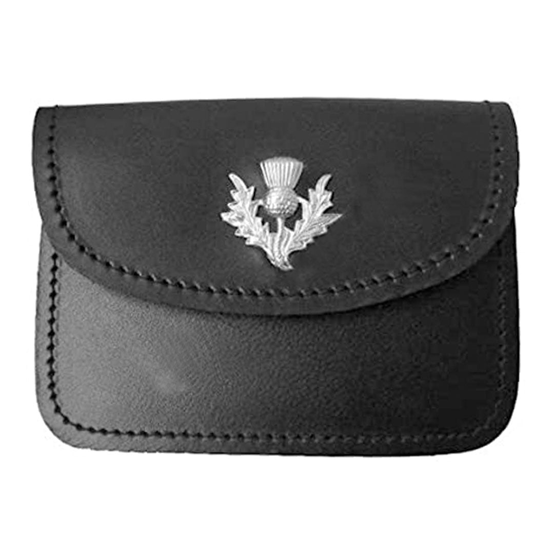 Men's Scottish Black Leather Kilt Belt Pouch - Imperial Highland Supplies
