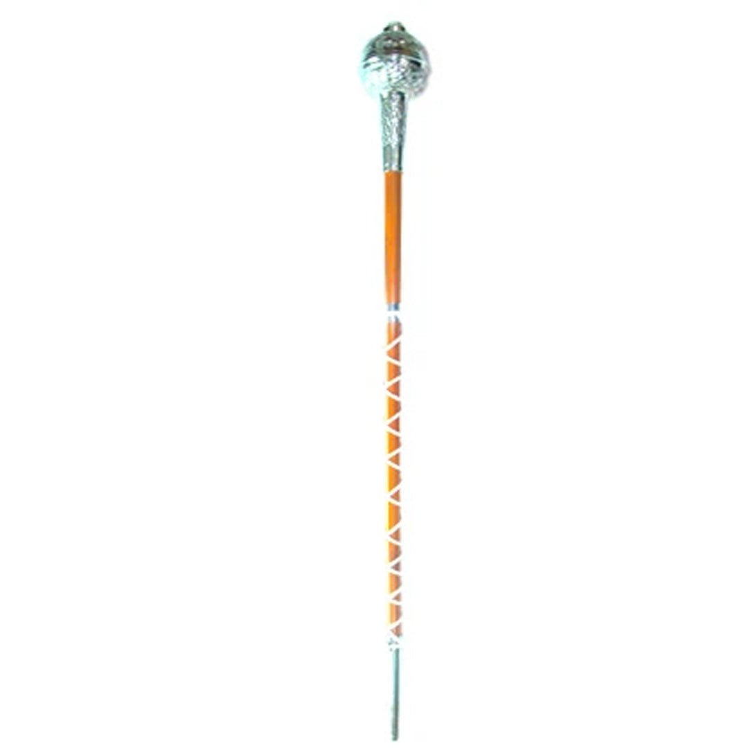 Mini Mace Stave Embossed Ball Head With White Silk Cord Chrome Fittings - Imperial Highland Supplies