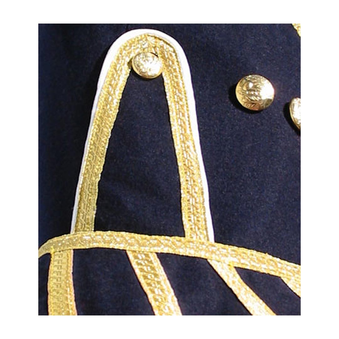 Navy Blue Pipe Band Doublet With Gold Braid White Piping Zip Closure Front 15 - Imperial Highland Supplies