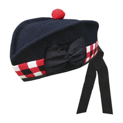 Navy Glengarry Hat With White Red Black Dicing - Imperial Highland Supplies