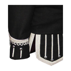 Pipe Band Doublet Black Silver Braid White Piping Zip Closure Front - Imperial Highland Supplies
