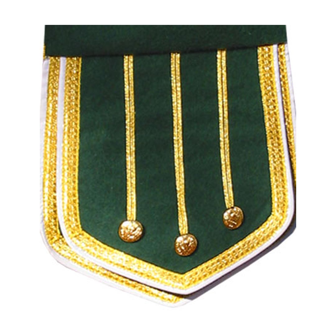 Pipe Band Doublet Green White Gold Braid And White Piping - Imperial Highland Supplies