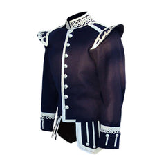 Pipe Band Doublet Navy With Silver Braid And Silver Trim - Imperial Highland Supplies