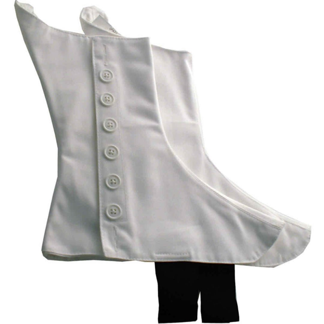 Pipe Band Spats Heavy Cotton White With White Buttons - Imperial Highland Supplies