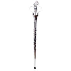 Premium Crown Mace Large 60" In 3 Shafts - Chrome Plated Metal Parts Including Chain - Lion Top in Std Size Quick Screw Assembled - Imperial Highland Supplies