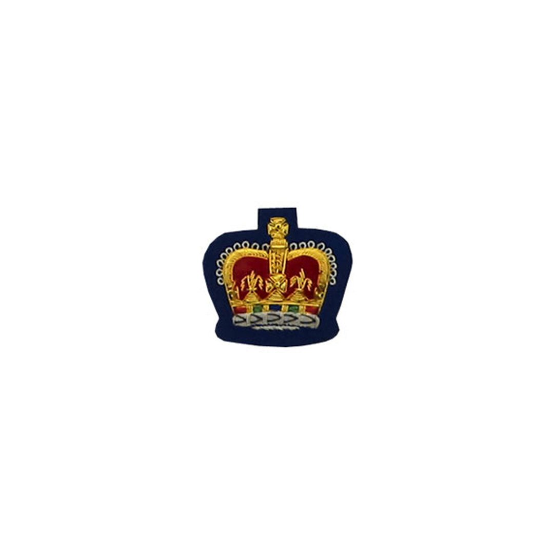 Queens Crown Badge Gold Bullion On Blue - Imperial Highland Supplies