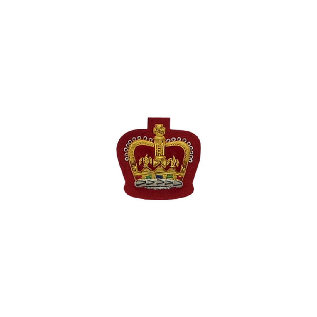 Queens Crown Badge Gold Bullion On Red - Imperial Highland Supplies