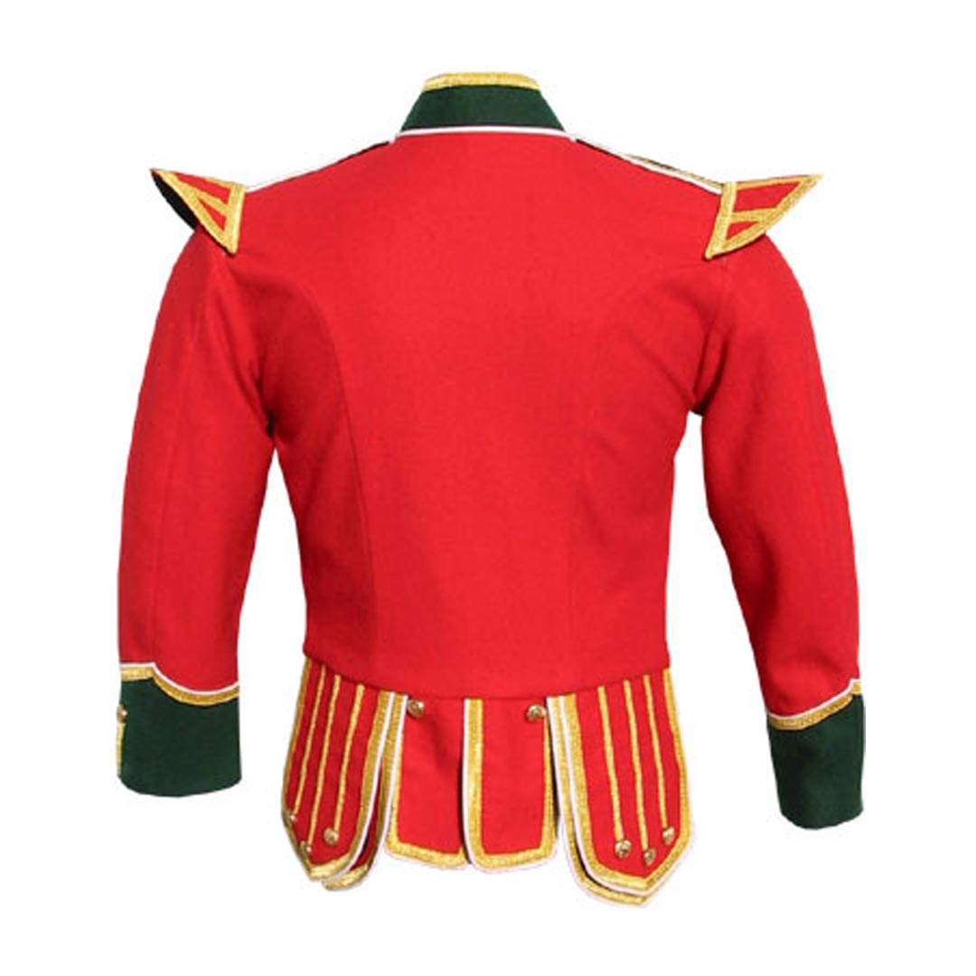 Red Blazer Wool Pipe Band Doublet Green color collar, Epaulets and cuffs 19 - Imperial Highland Supplies