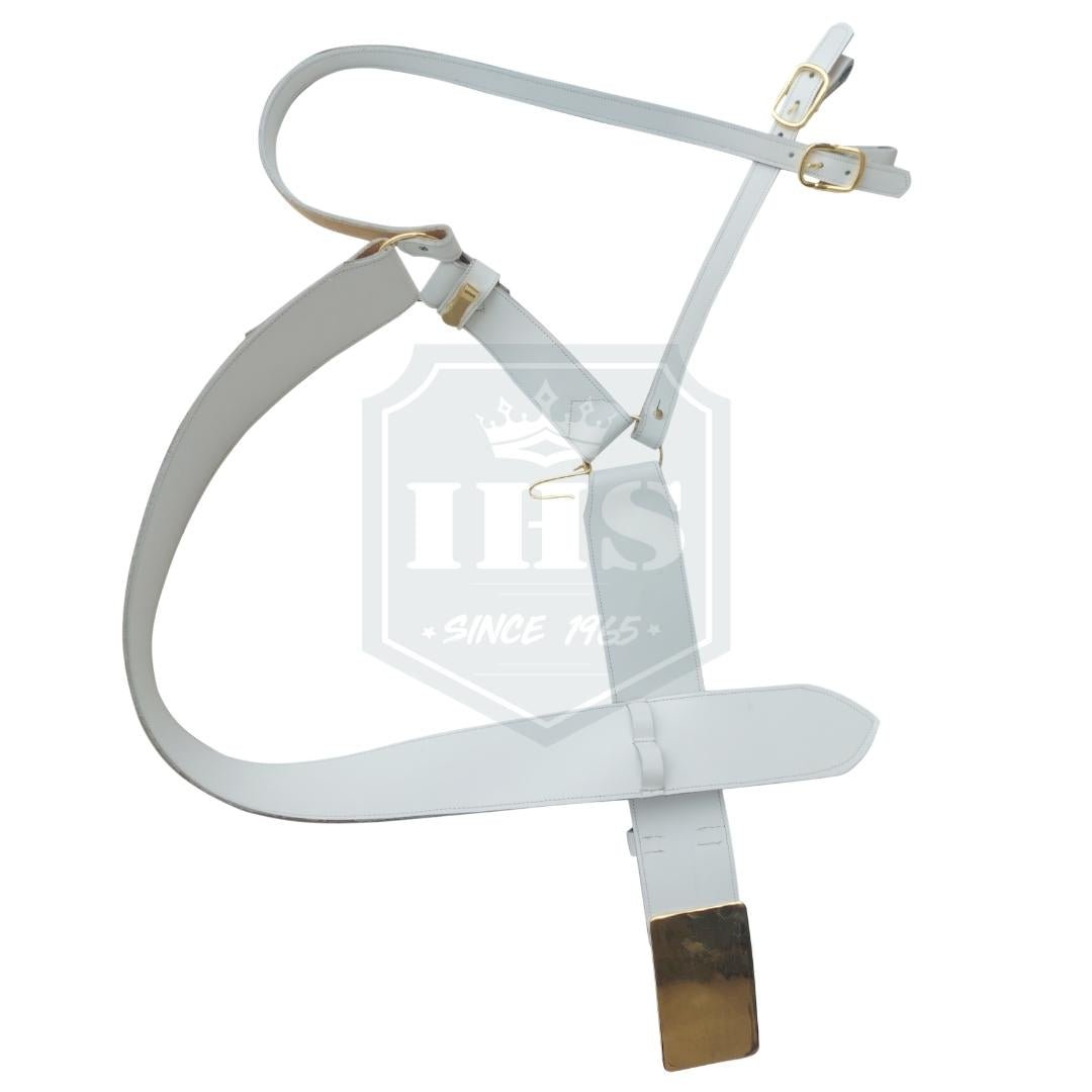 Regiment Officer Baldric Highland Sword Belt In White Leather - Imperial Highland Supplies