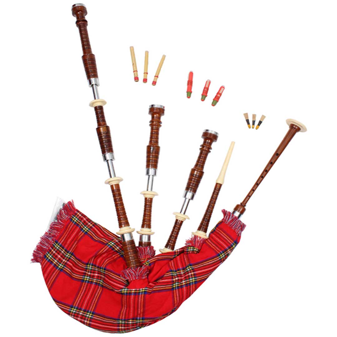 Rosewood Highland Bagpipe Natural Finish Combed & Beaded - Imperial Highland Supplies