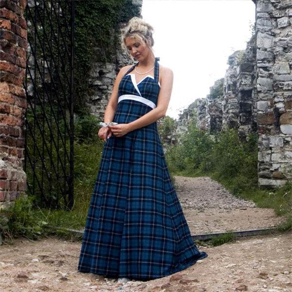 tartan evening dress Shaira Wedding this dress exudes vintage Color:Vintagecanewood Brick Turtle Neck Maxi crochet_dress