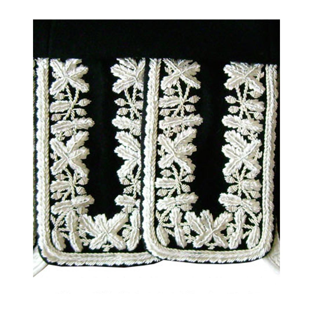 Silver Bullion Fully Hand Embroidered Black Blazer Royal Doublet - Imperial Highland Supplies