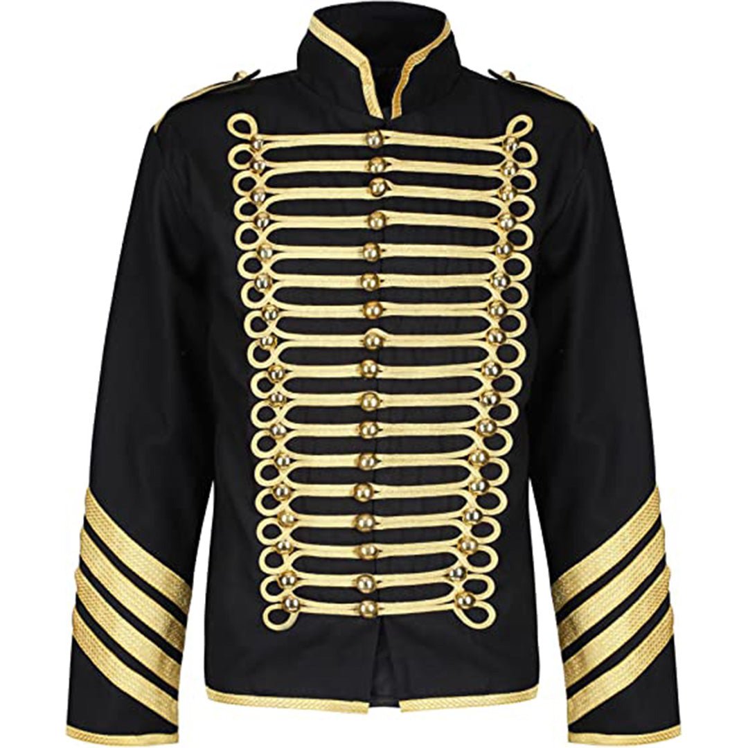 Steampunk Military Drummer Black Gold Hussar Parade Gothic Jacket - Imperial Highland Supplies