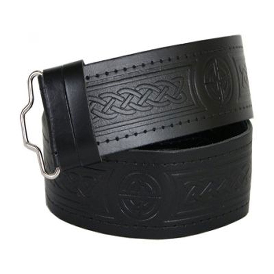 Swirl Celtic Embossed Kilt Belt In Leather - Imperial Highland Supplies