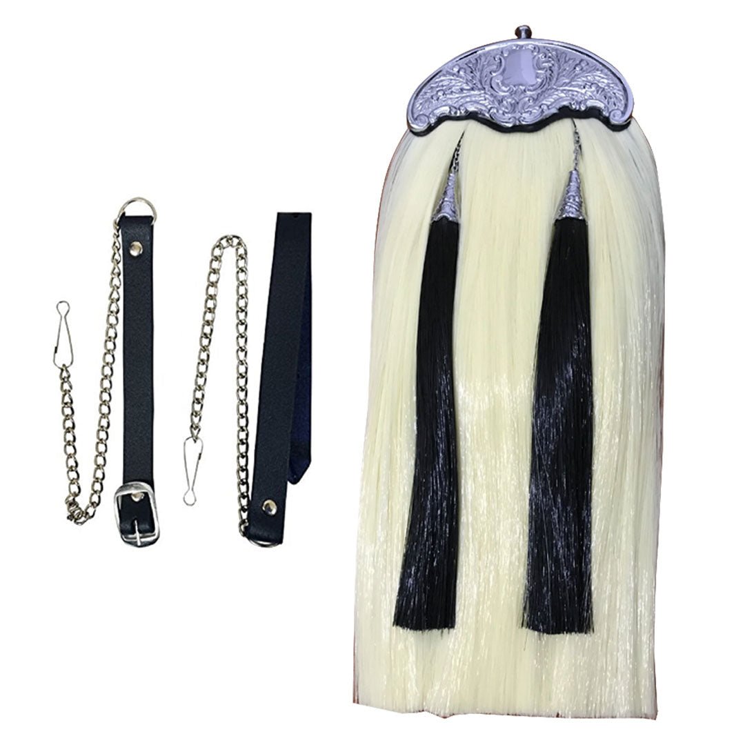 Synthetic Long Hairs Sporran Ivory Color - Imperial Highland Supplies