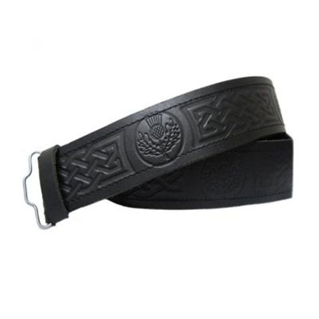 Thistle Embossed Kilt Belt In Leather - Imperial Highland Supplies