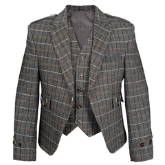 Tweed Wool Brown Argyll Jacket With Waistcoat/Vest - Imperial Highland Supplies