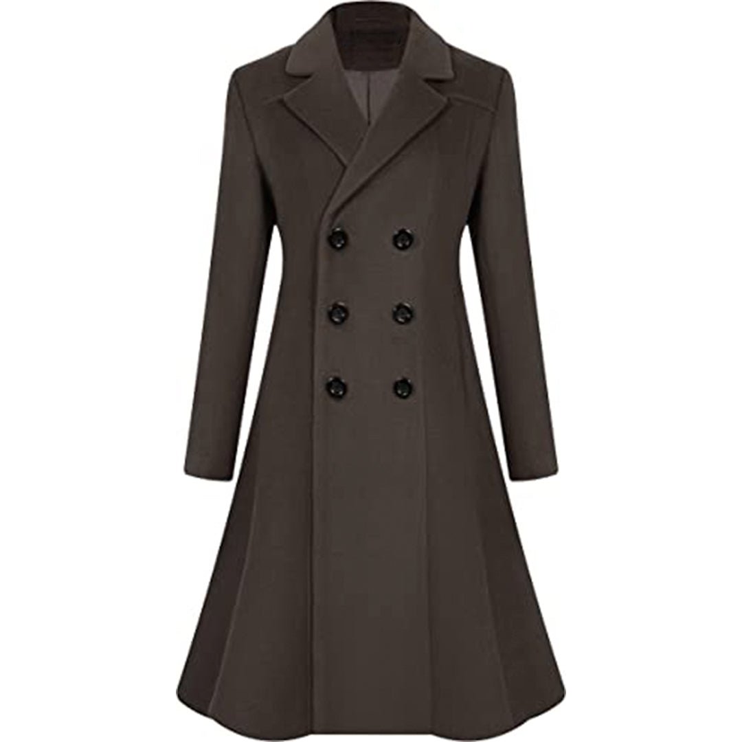 Pea Coat Single Breasted Wool Coat Ladies Collar Womens Long Wool
