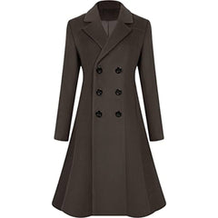 Women's Winter Wool Dress Coat Double Breasted Pea Coat Long Trench Coat - Imperial Highland Supplies